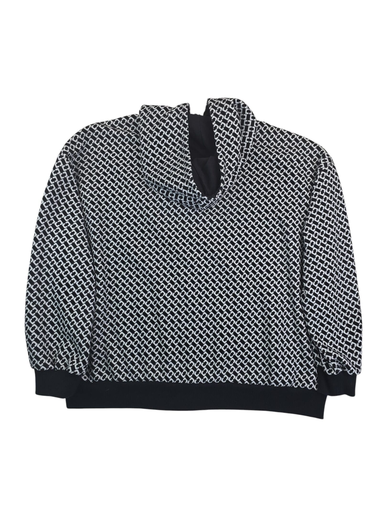 Back view of Diane von Furstenberg x Skechers women’s plus size 3XL black and white geometric print hoodie