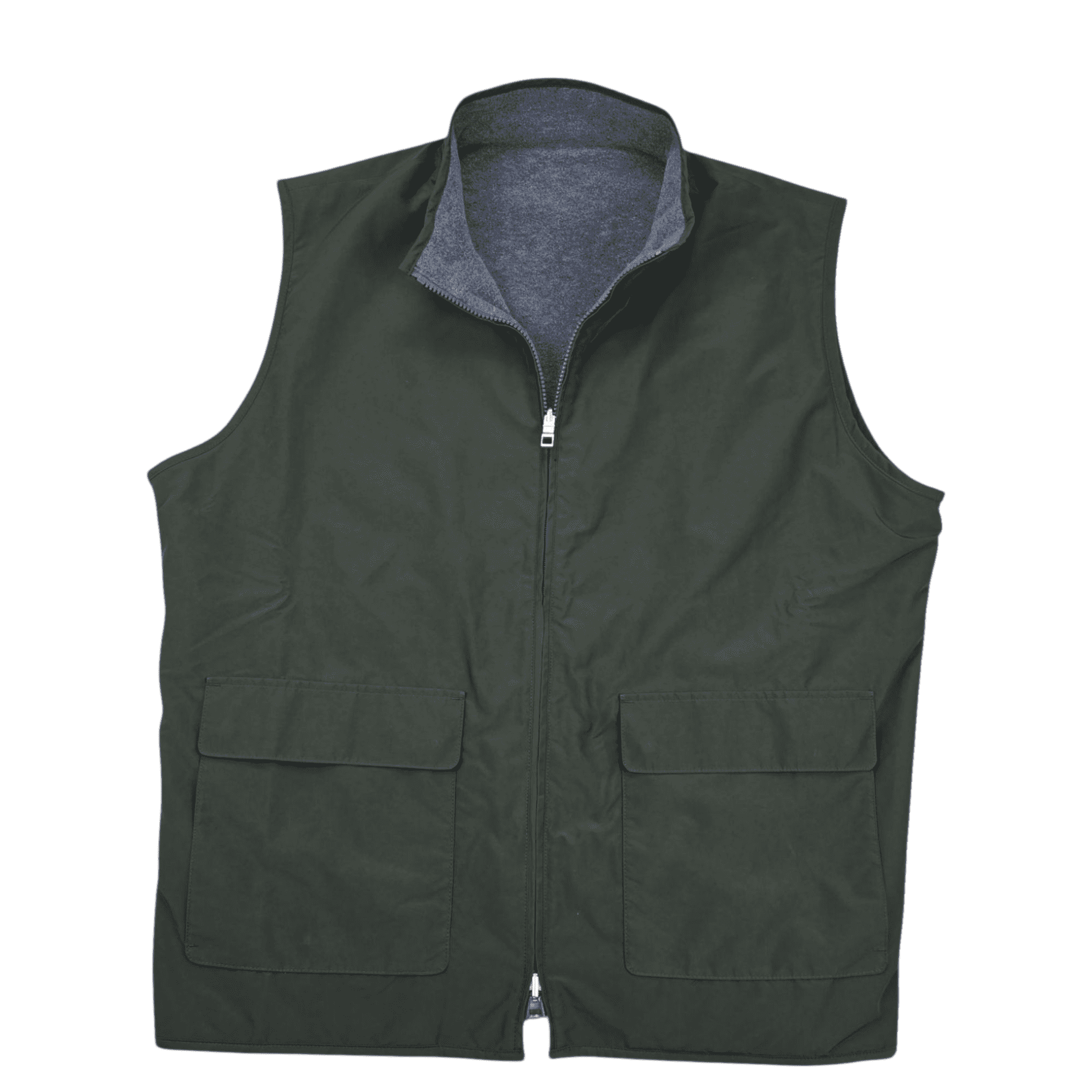 Peter Millar green and gray reversible outdoor vest men’s size XXL – front view