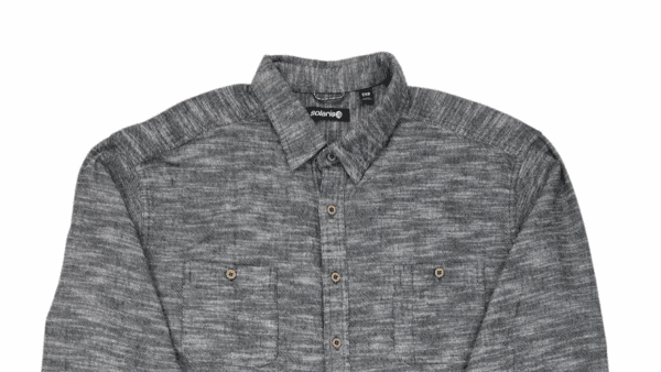 Solaris Gray & Black Heathered Woven Button-Up Shirt – SIZE 2XB