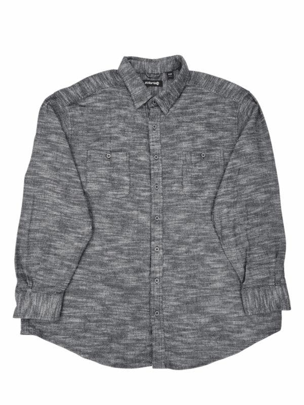 Solaris Gray & Black Heathered Woven Button-Up Shirt – SIZE 2XB - Image 2