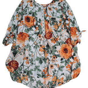 Fig & Flower women’s plus size 3X sheer floral pullover top front view