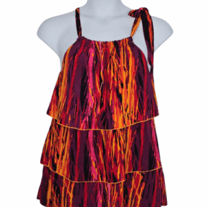 Front view of Lane Bryant fiery tank top in women’s size 14/16 showing scoop neckline and sleeveless design.