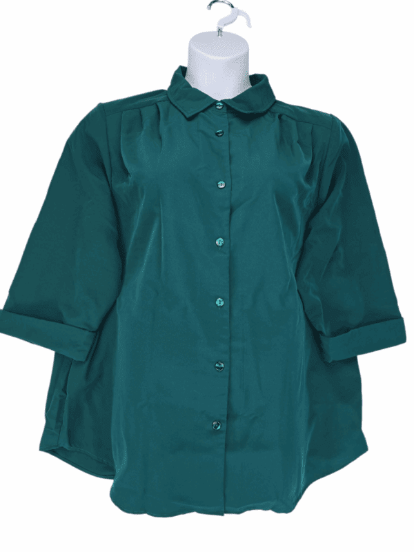 Woman Within Hunter Green Button-Up Blouse – SIZE 22/24
