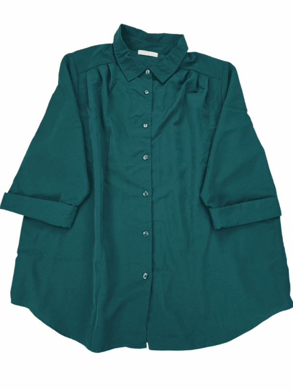 Woman Within Hunter Green Button-Up Blouse – SIZE 22/24 - Image 2