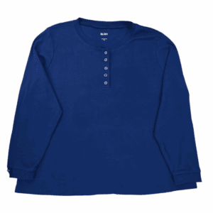 Front view of Blair blue button-front pullover top women’s size 2XL