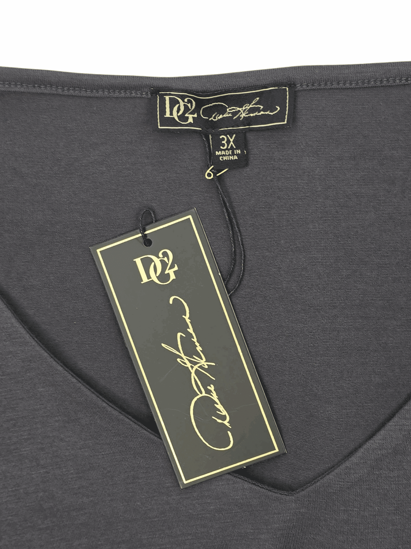 Diane Gilman brand and size tag on gray layered look pullover top women’s plus size 3X