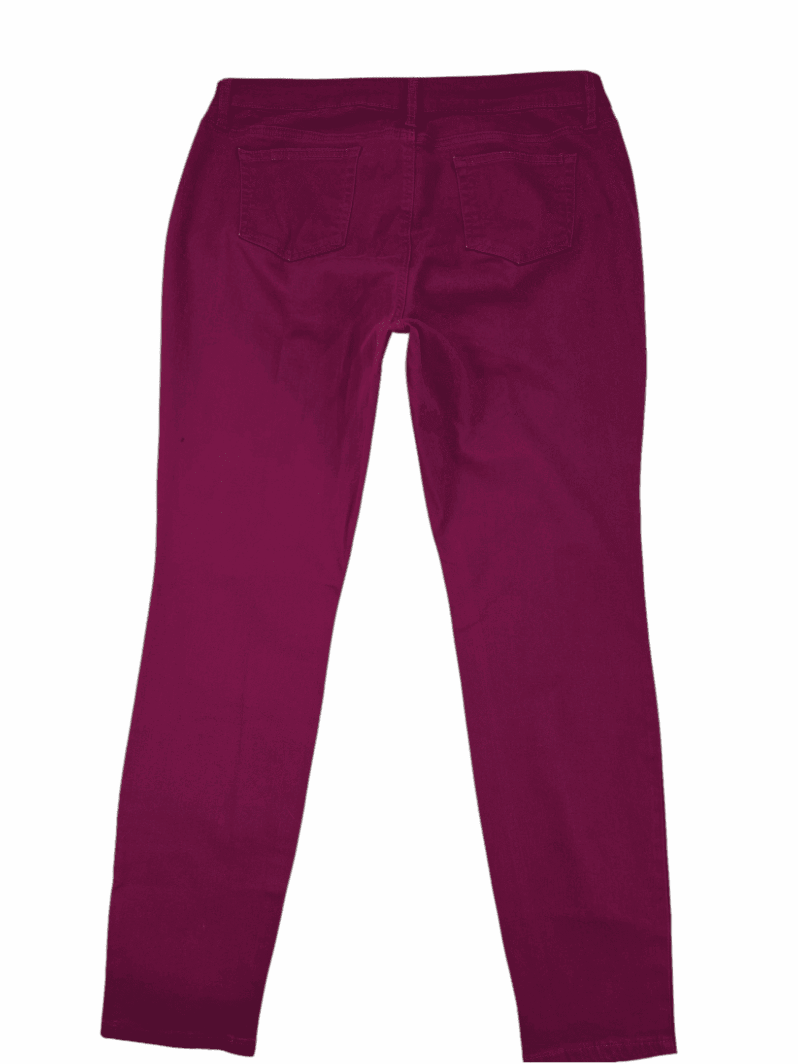 Crown & Ivy wine-colored twill skinny jeans women’s size 14 regular – back view