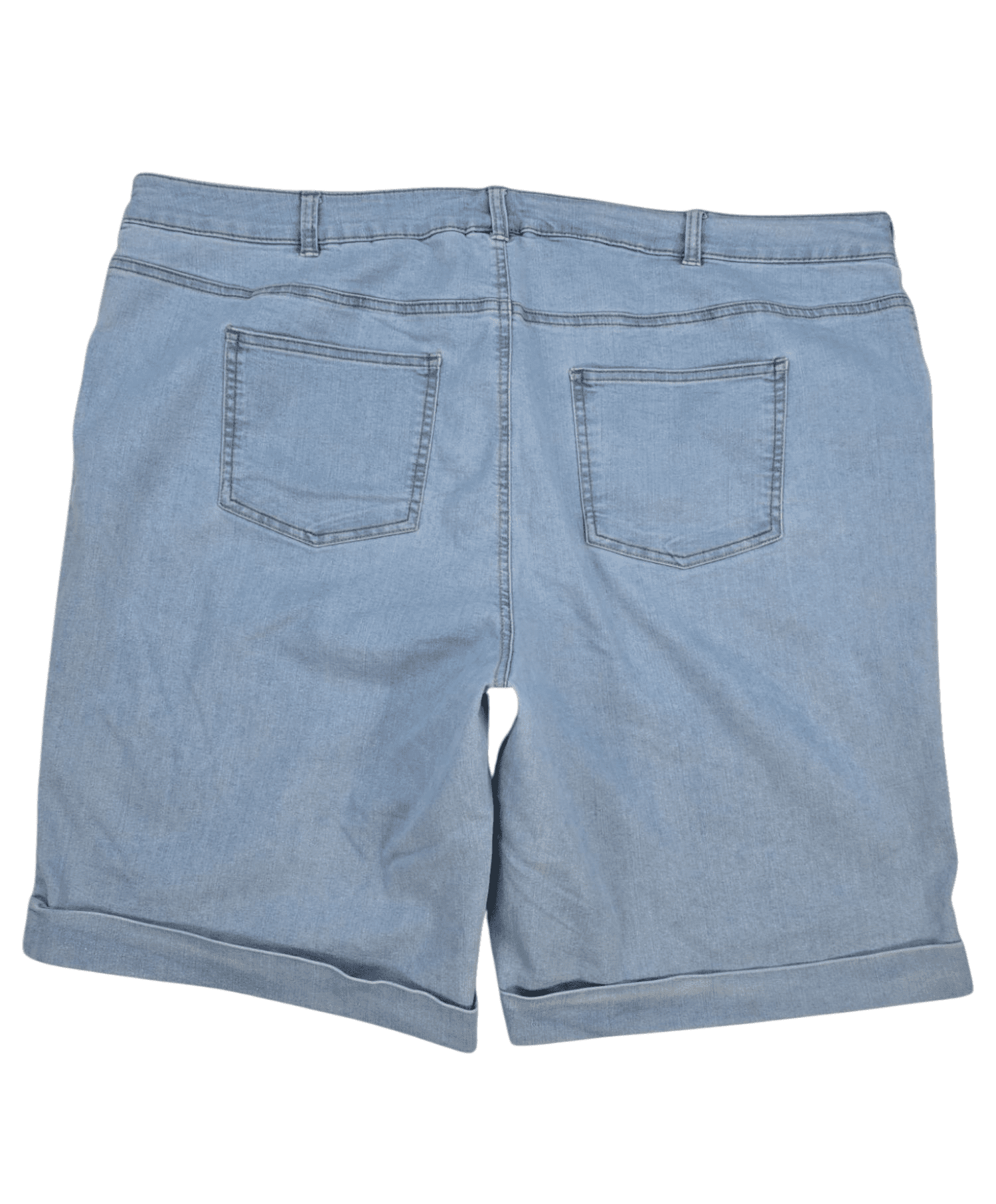 Back view of Woman Within light blue denim cuffed shorts size 22W