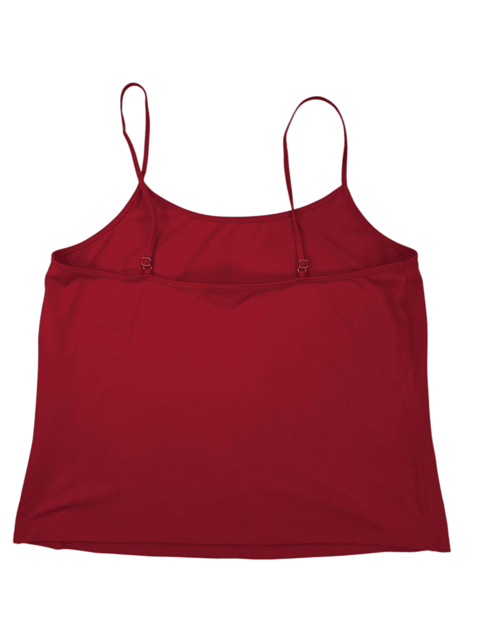 A plain red spaghetti strap tank top.