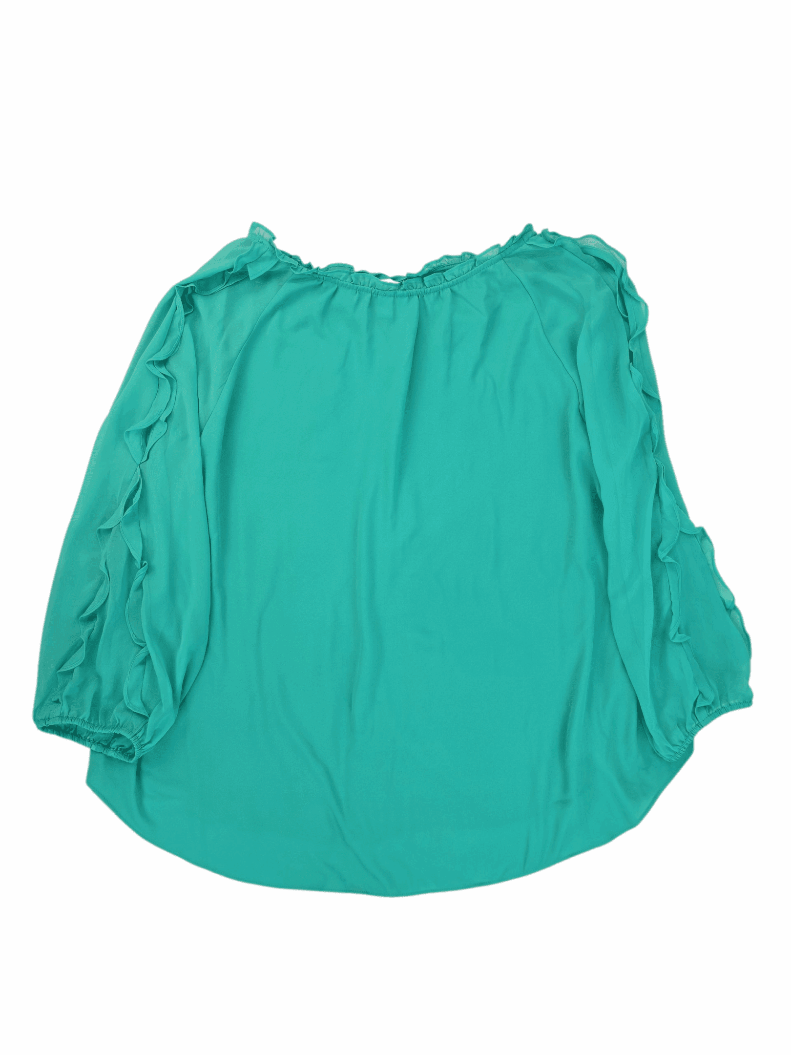 Back view of Cato green keyhole neck cold shoulder blouse women’s size 22/24W