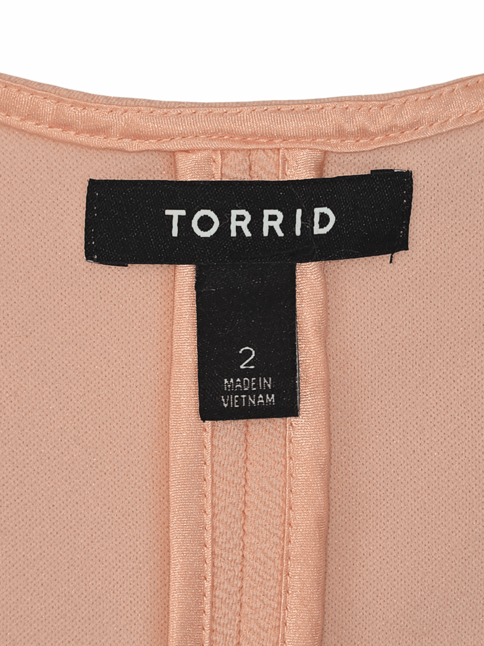 Clothing label from Torrid showing size 2, made in Vietnam.