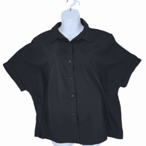 Emery Rose black short sleeve button-up shirt size 3XL – front view