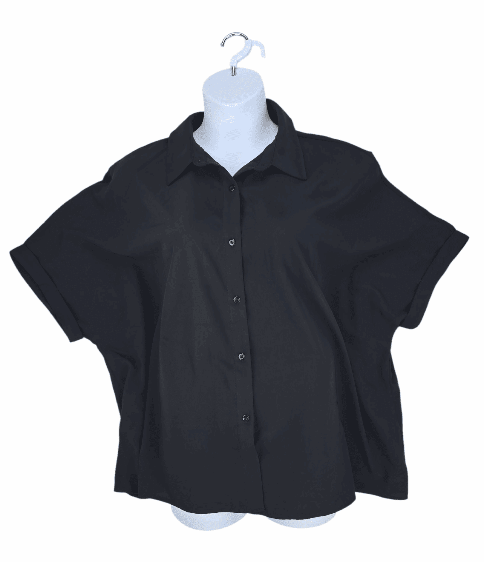 Emery Rose black short sleeve button-up shirt size 3XL – front view
