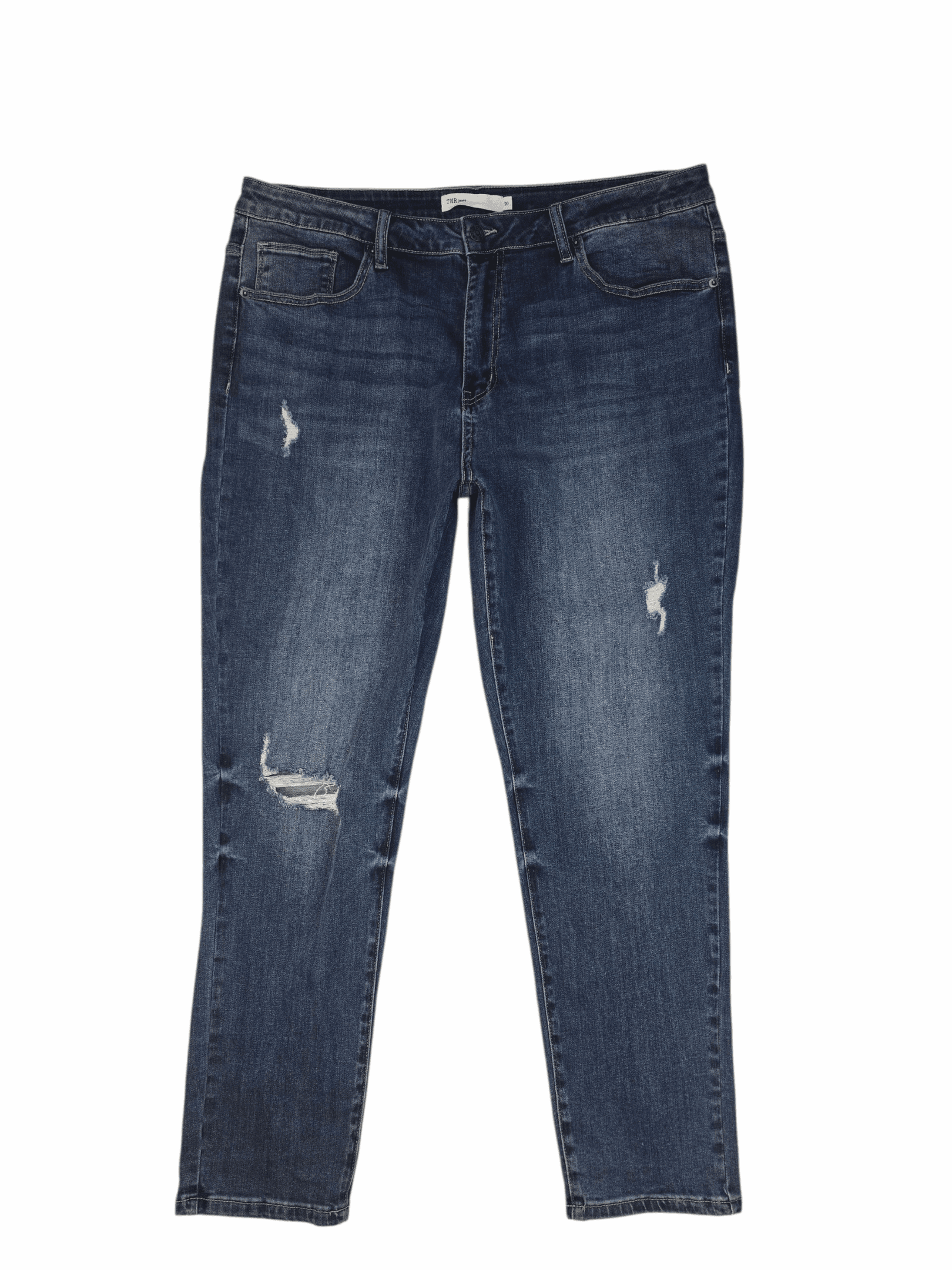 TNR blue distressed tapered jeans women’s plus size 20 – front view