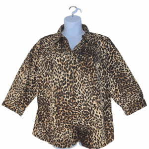 Lane Bryant animal print V-neck button-up top women’s plus size 28T – front view