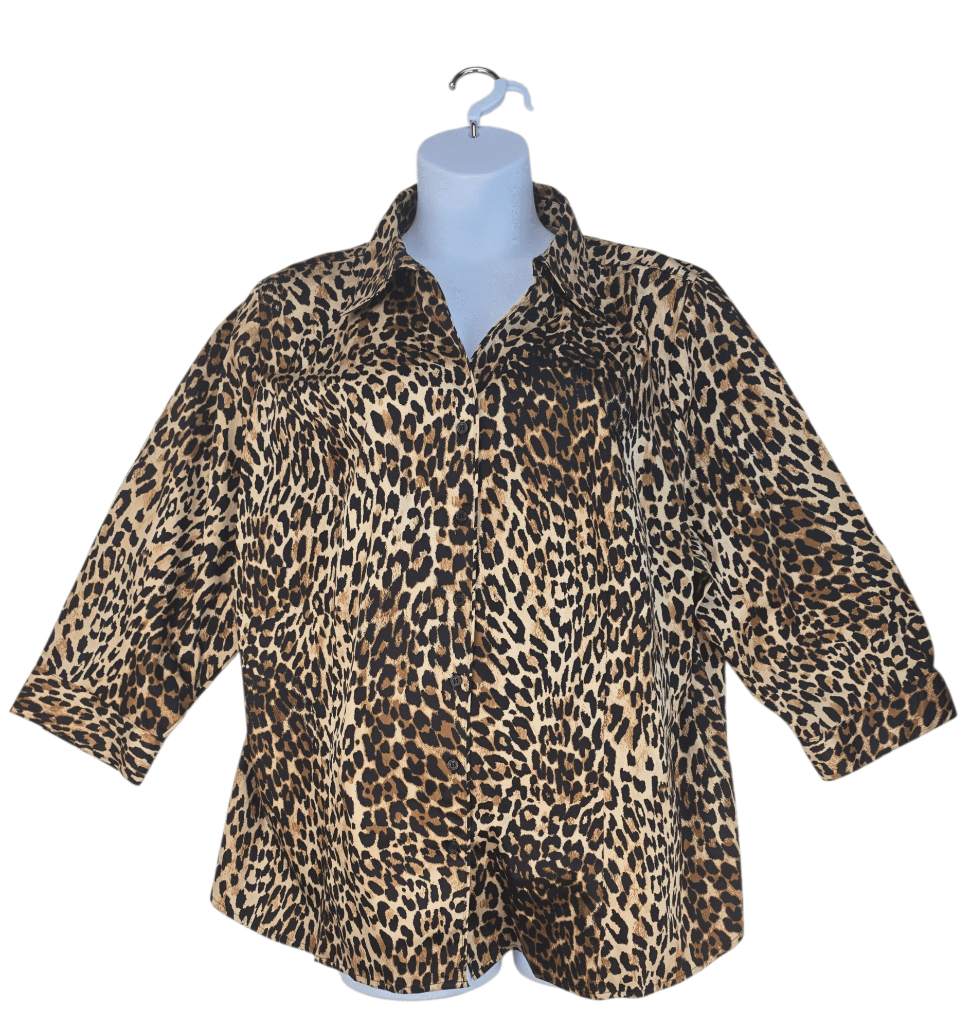 Lane Bryant animal print V-neck button-up top women’s plus size 28T – front view