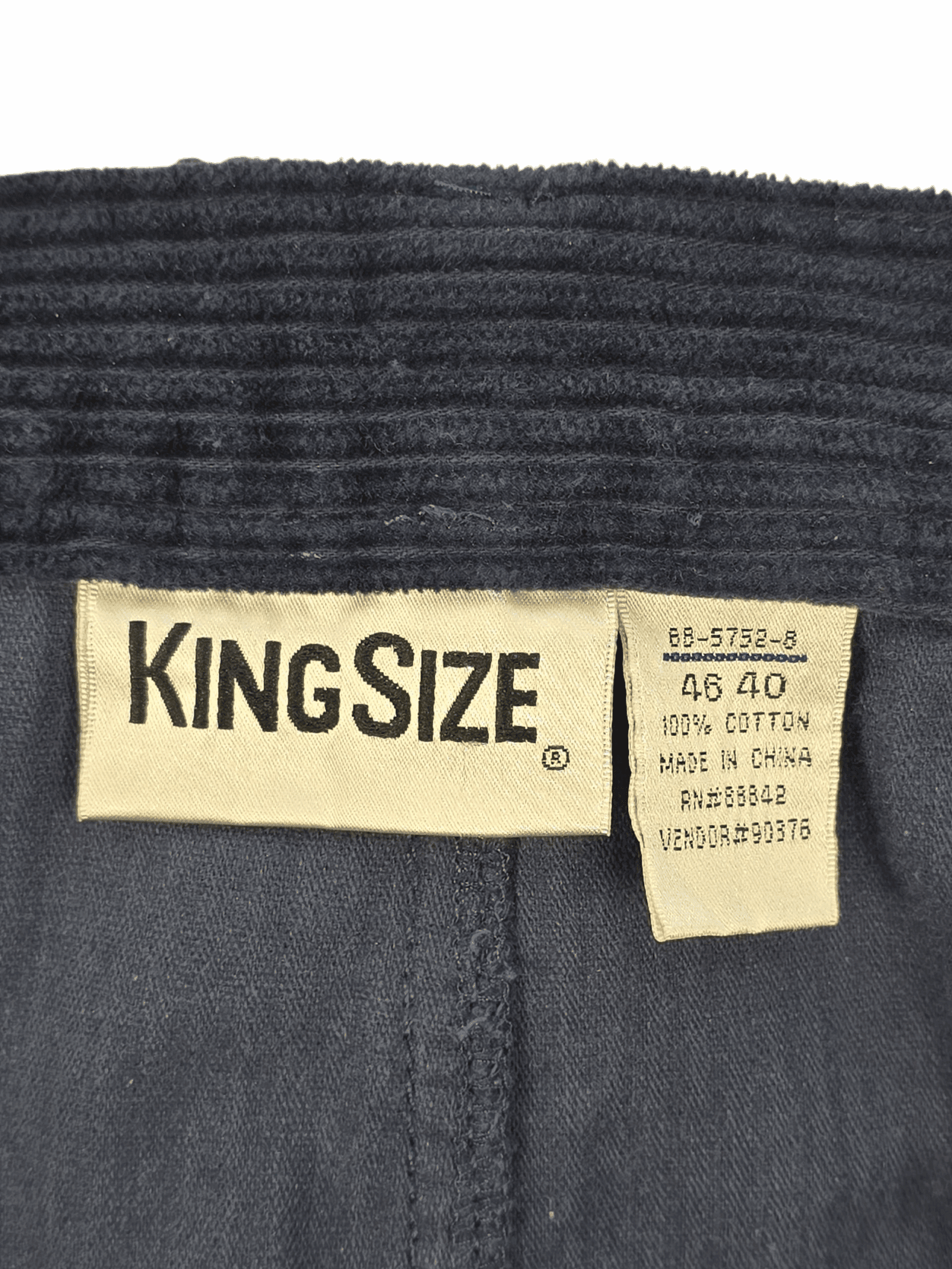 King Size brand and waist 47 clothing tag