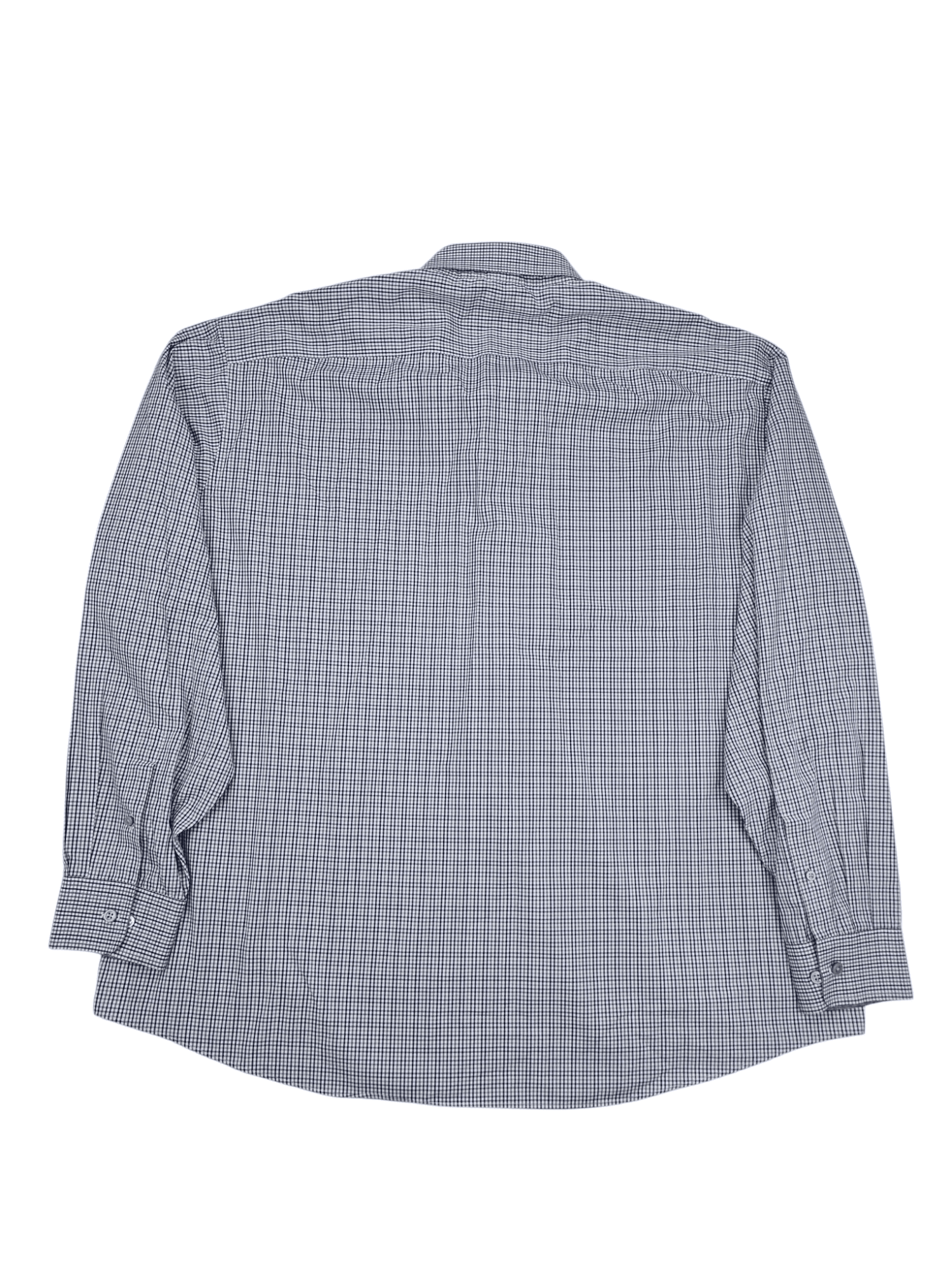 Back view of Joseph Abboud blue and white patterned button-up shirt men’s size XXL