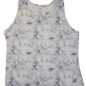 Gray tank top with a subtle tie-dye pattern.
