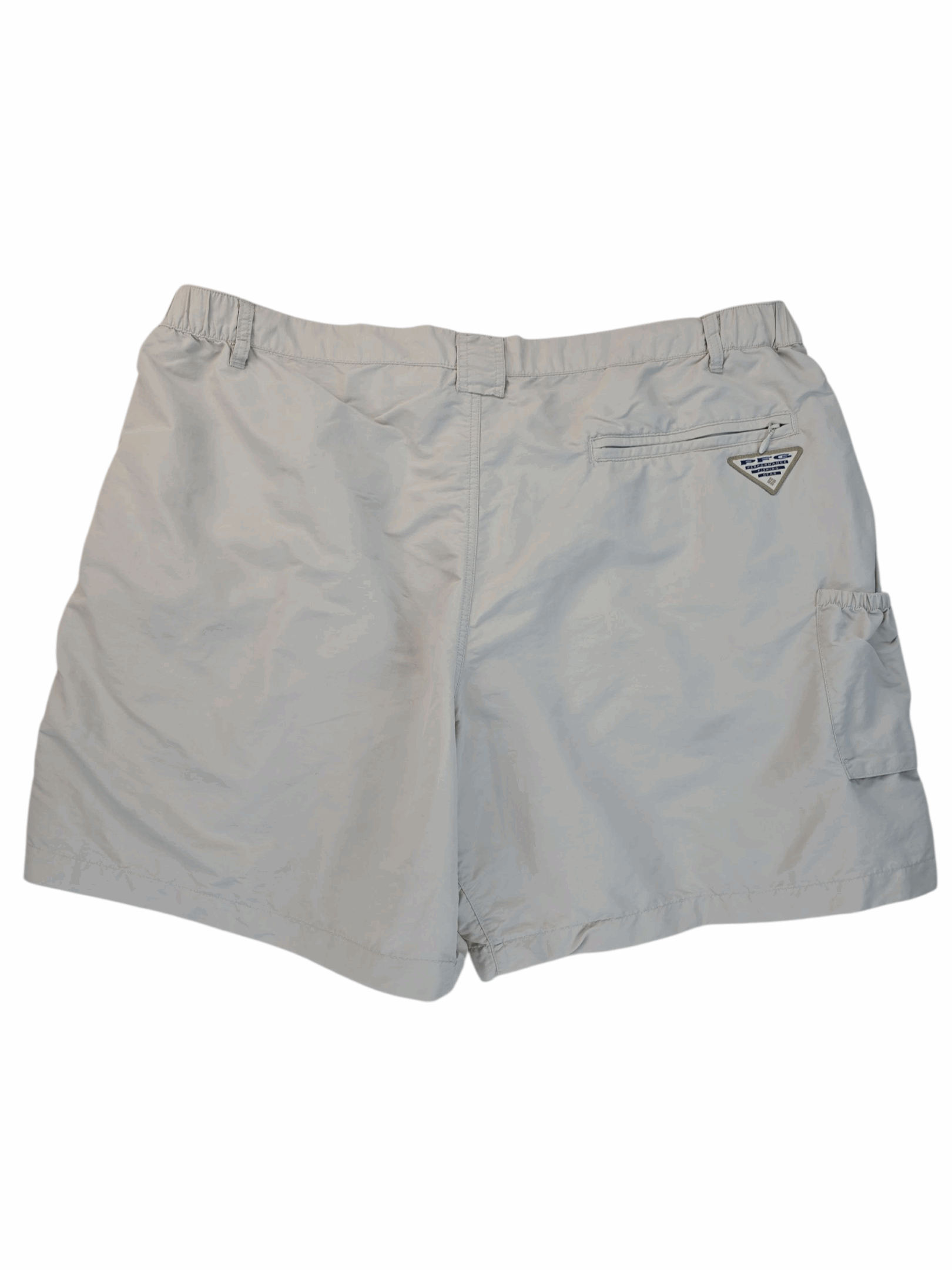 Back view of Columbia PFG khaki quick-dry shorts men’s size XXL