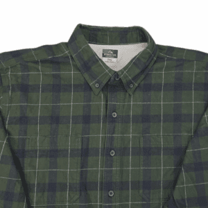 Ridgecut Green and navy plaid button-up shirt with collar.