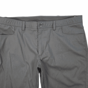 Close-up of front of Under Armour men’s Big & Tall size 44 Storm Quick-Dry ripstop pants showing fabric and zipper detail