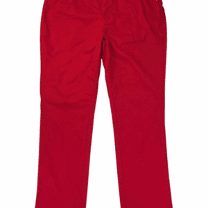 Front view of Woman Within red straight-leg denim jeans women’s size 18WT