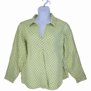 J. Jill green and white checked pullover top women’s plus size 2X – front view