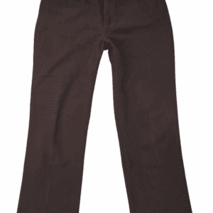 A pair of dark brown pants with a straight-leg cut.