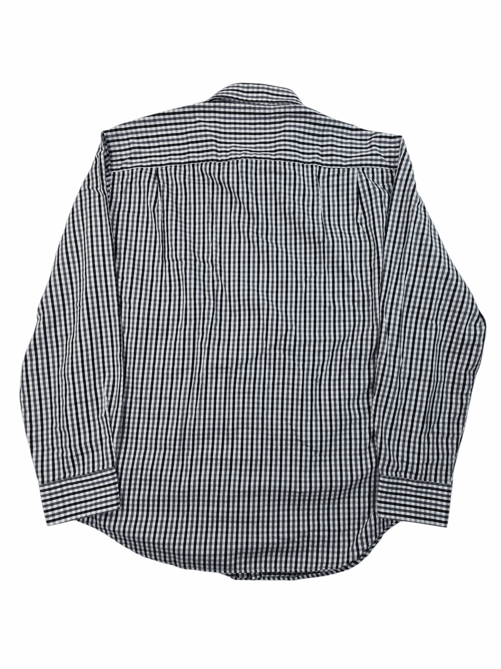 Kenneth Roberts Platinum black and white checked long sleeve shirt men’s size XL – back view