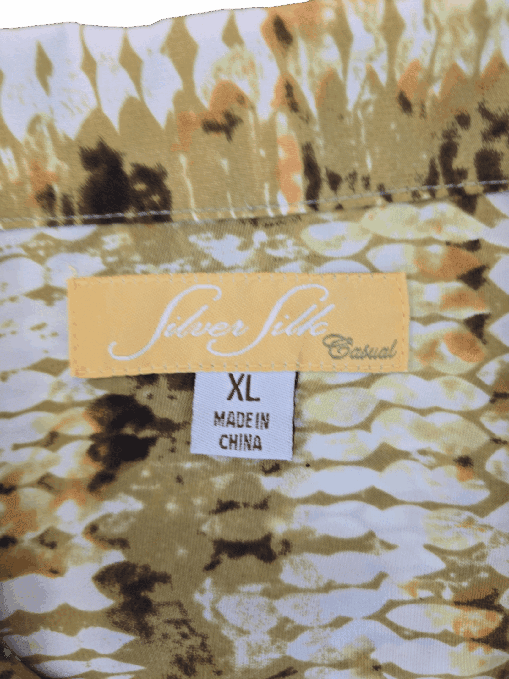 Silver Silk Casual brand and size XL clothing label