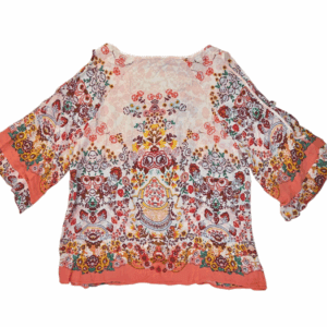 Back view of Democracy boho cold shoulder lace-up top showing smooth fabric drape and flowy hem.