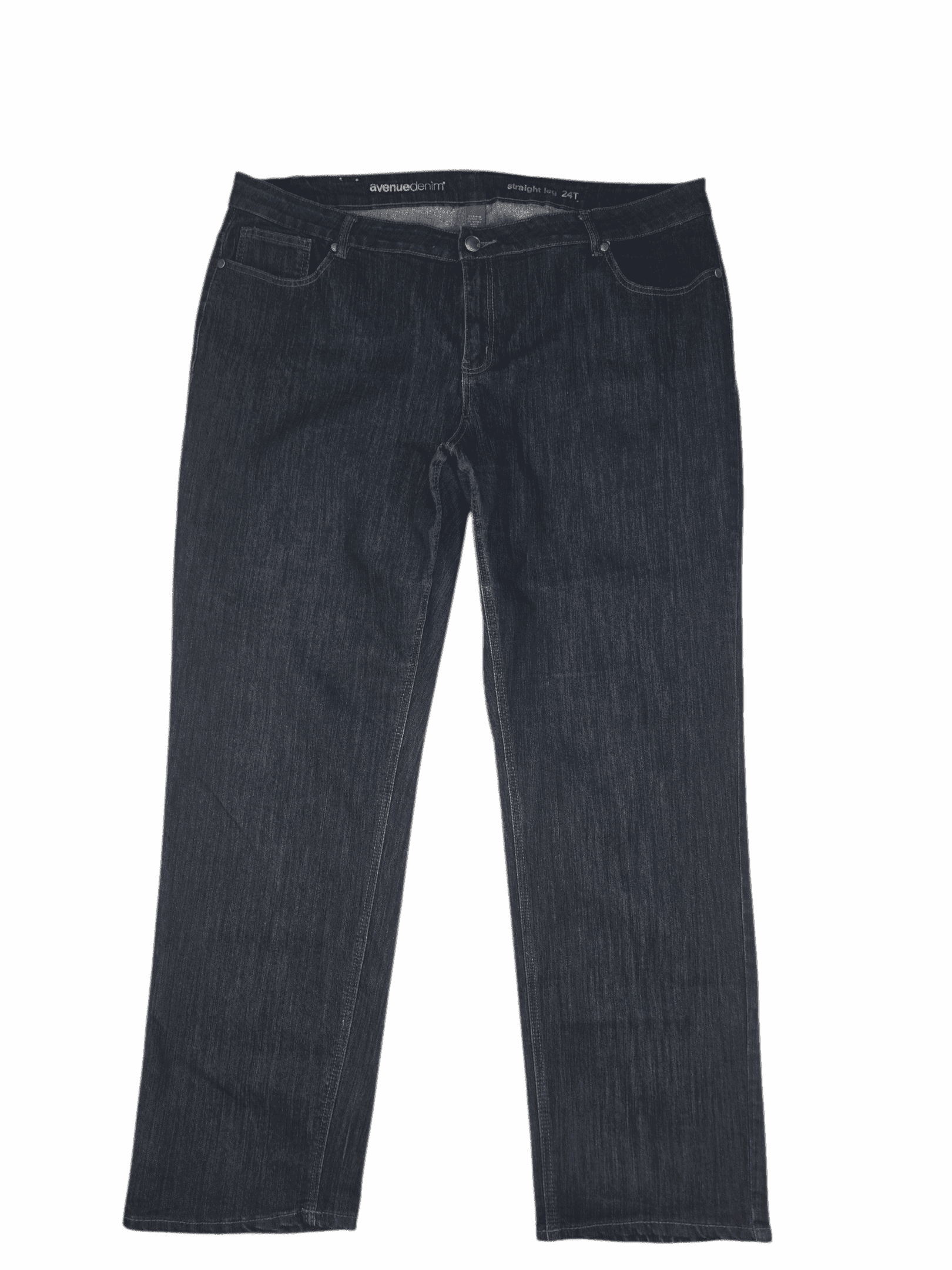 Avenue denim blue straight leg jeans women’s plus size 24T – front view