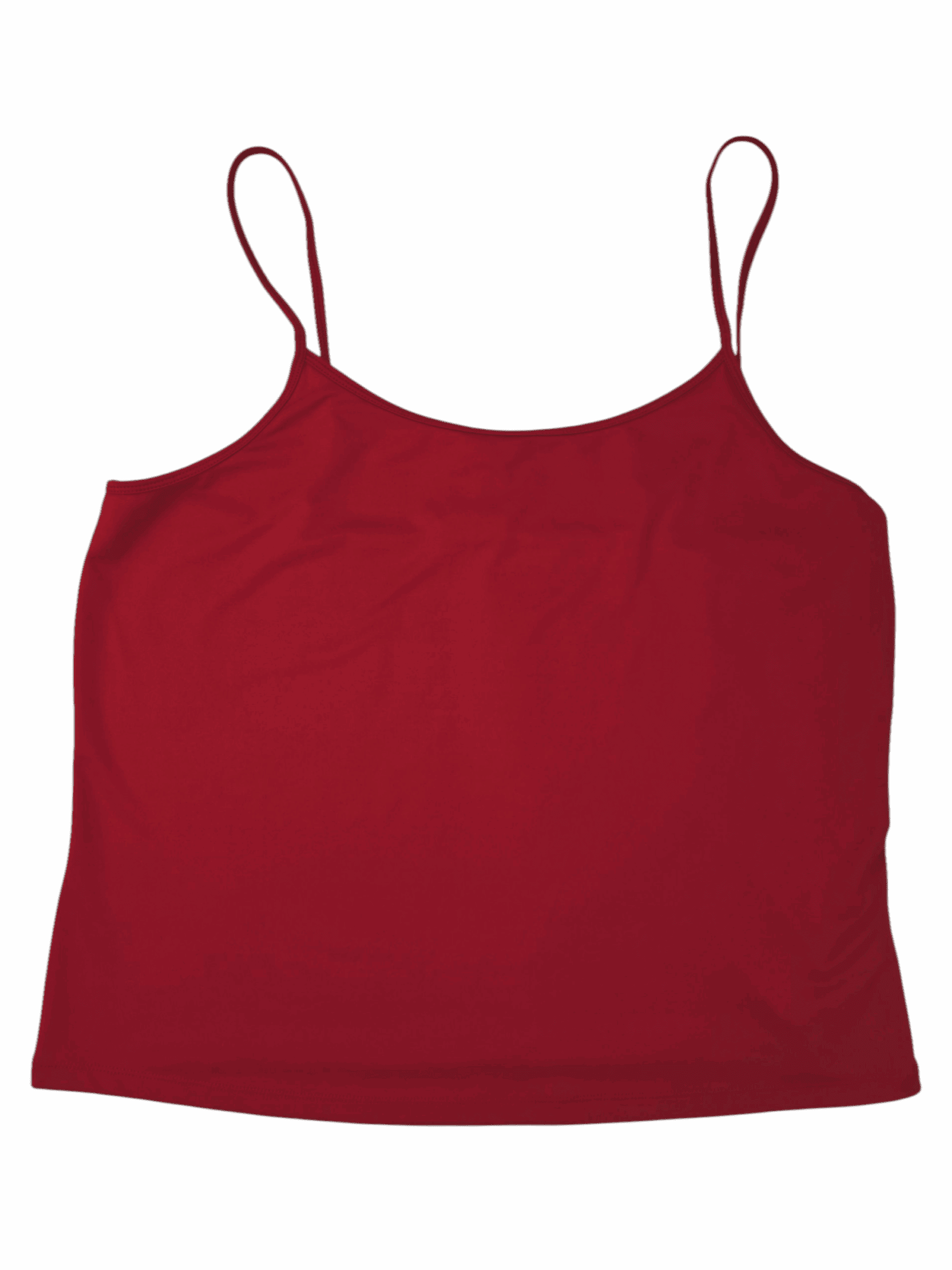 A simple red spaghetti strap tank top.