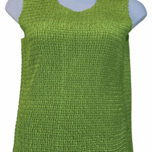 Green knitted sleeveless top on a mannequin.