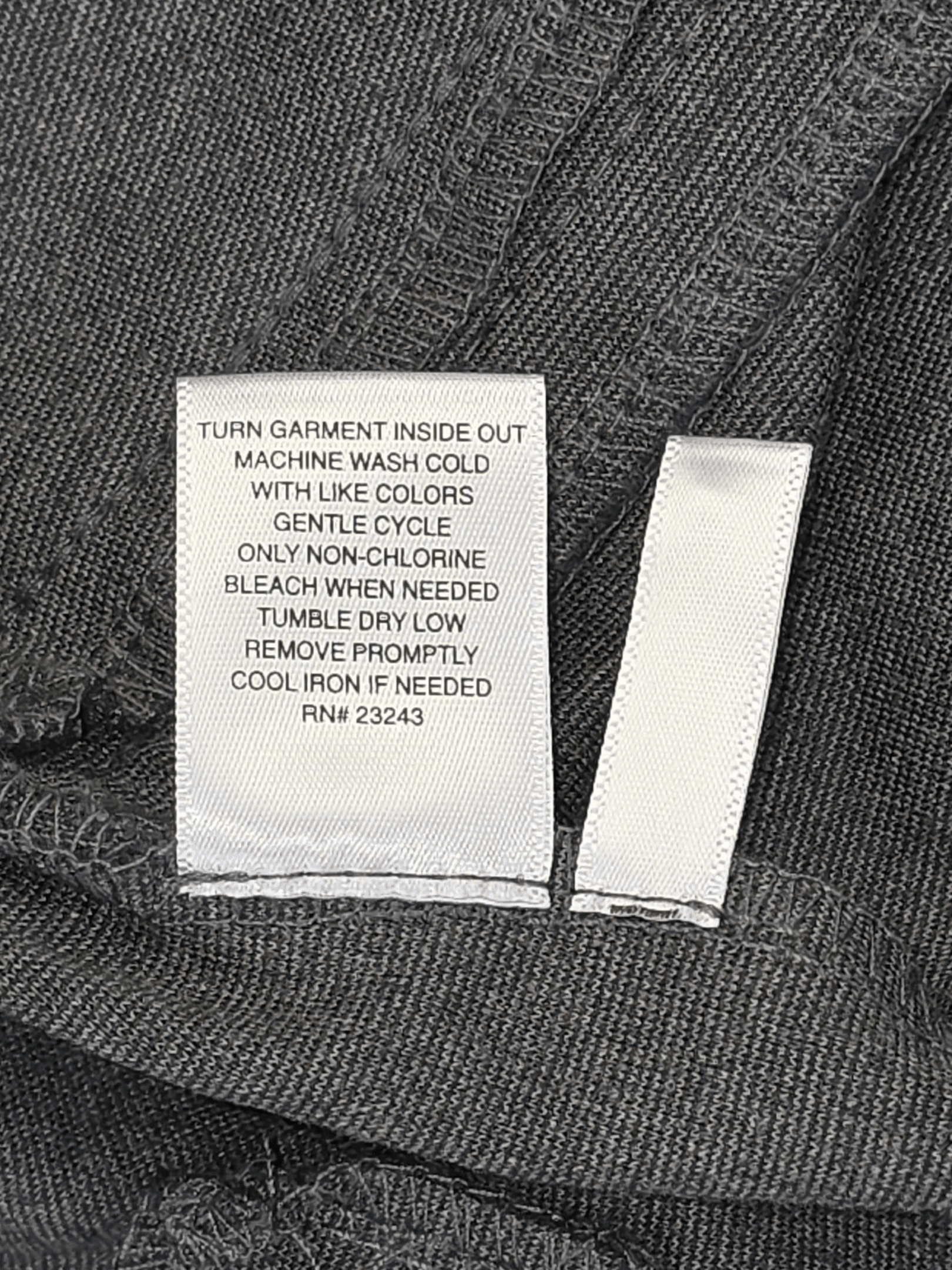 New York & Company women’s smokey gray straight leg pull-on pants care instructions tag