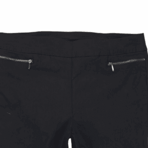 Close-up of Avenue black tummy control pull-on pants showing waistband and fabric texture.