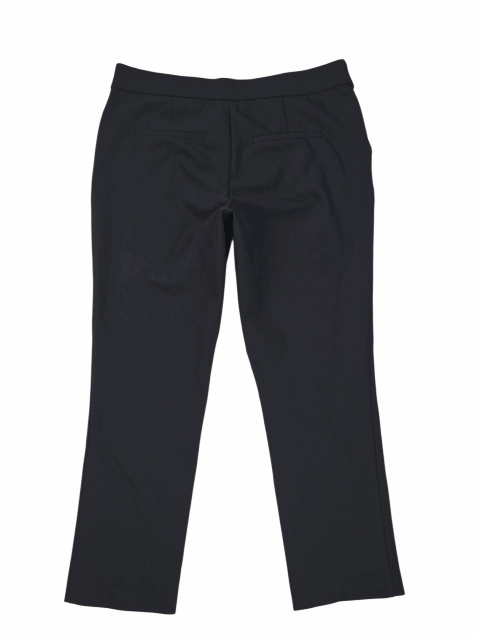 Pair of black formal trousers with a straight fit.