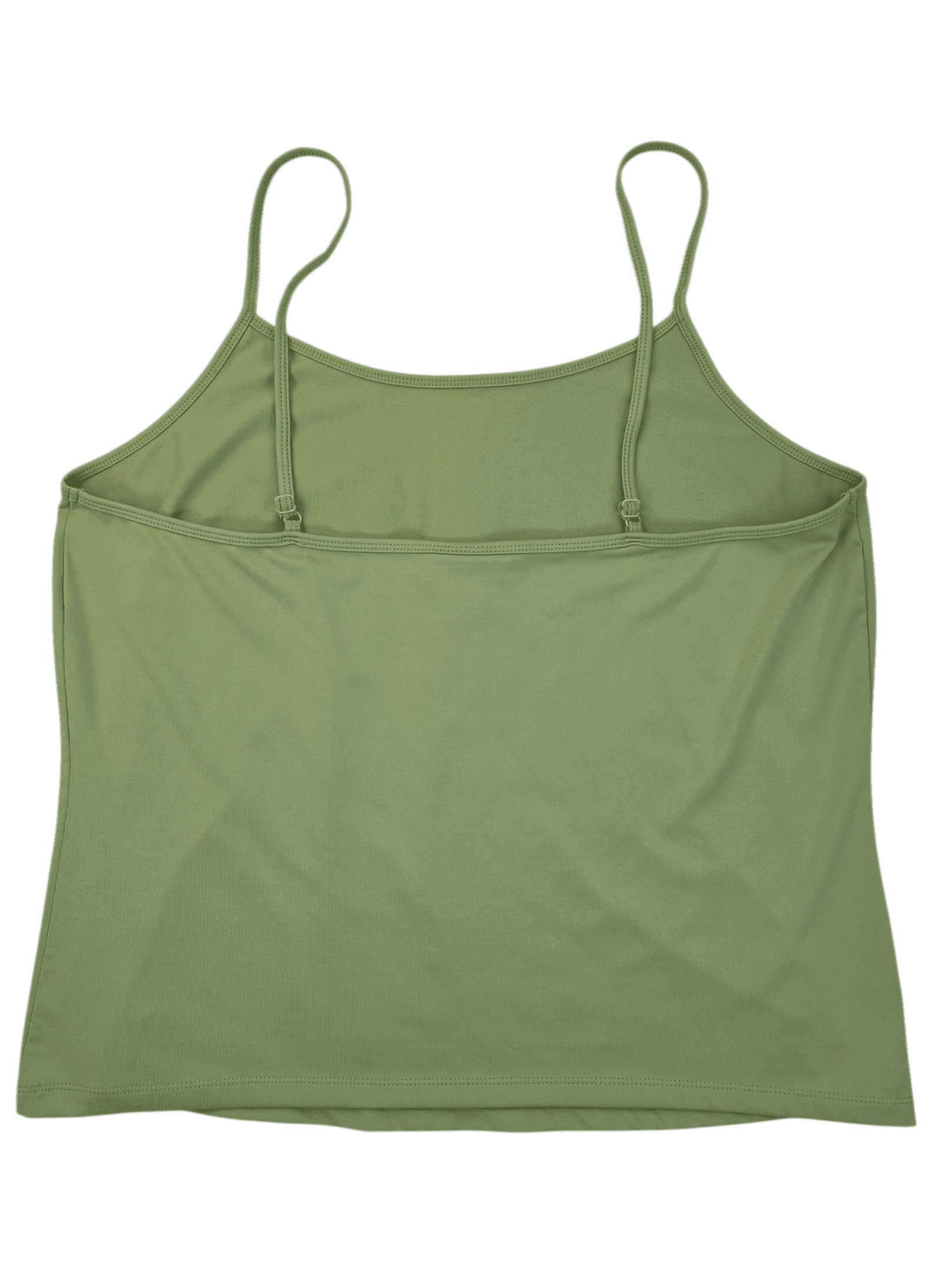 Green spaghetti strap tank top with a simple design.