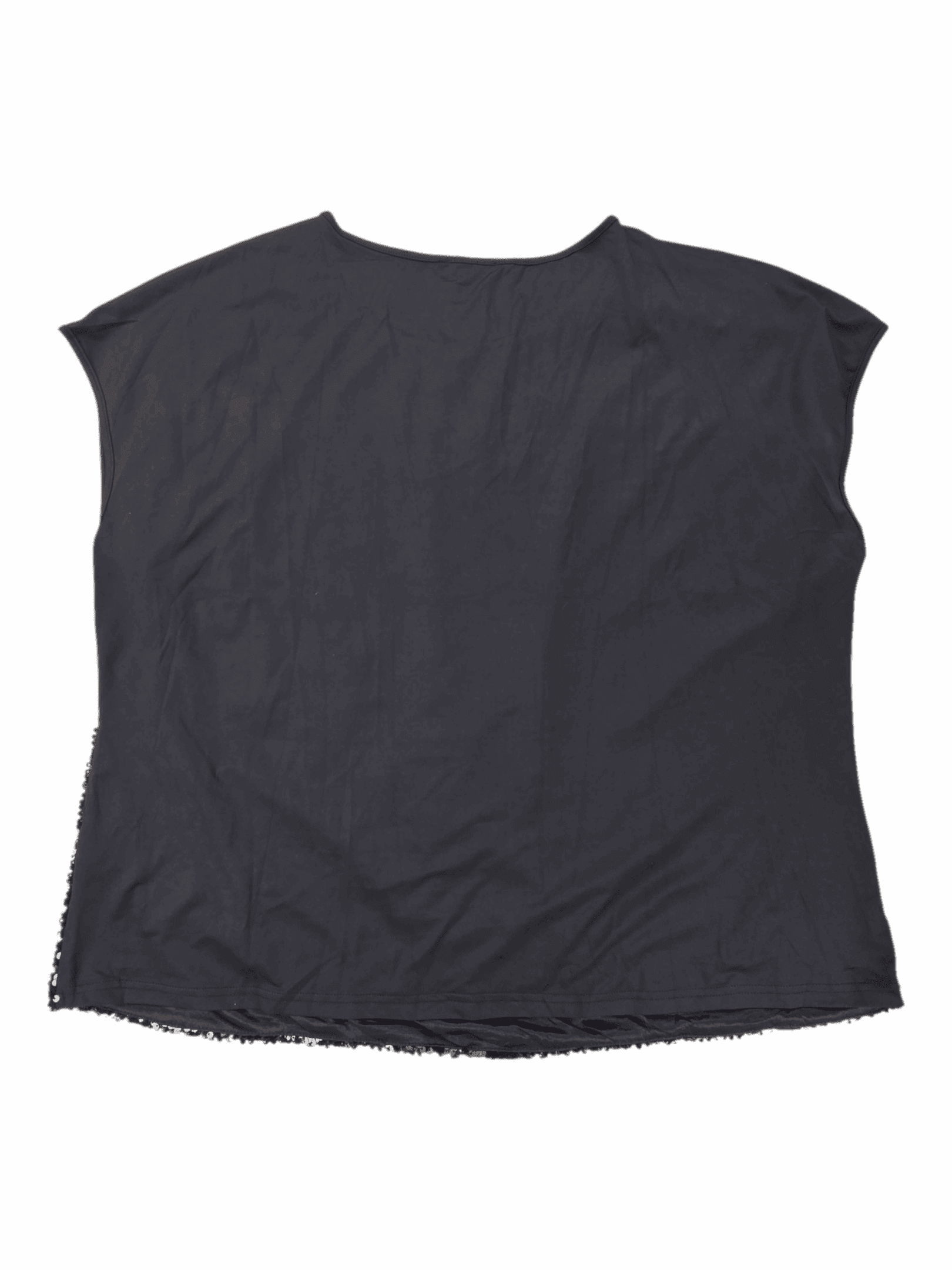 Wrinkled black sleeveless top with a simple design.
