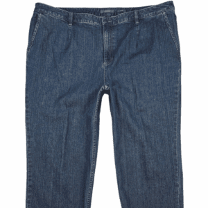 Front view of Liz Claiborne cropped denim pants in women’s size 22W showing button closure, front pockets, and cropped leg design.