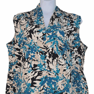 Jones Studio Separates leaf print pullover V-neck sleeveless top women’s plus size 24W – front view