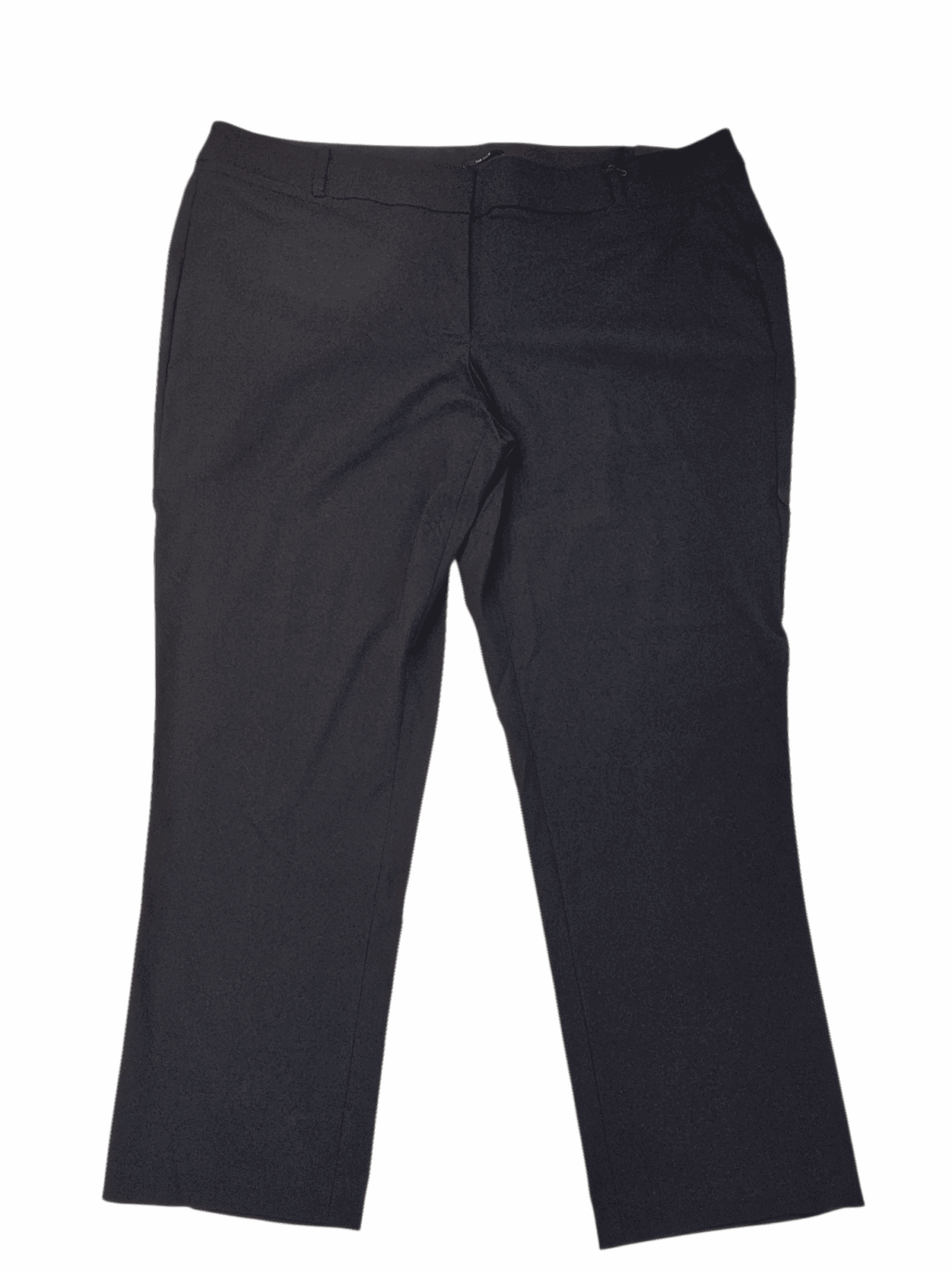 Black formal trousers with a straight fit and belt loops.