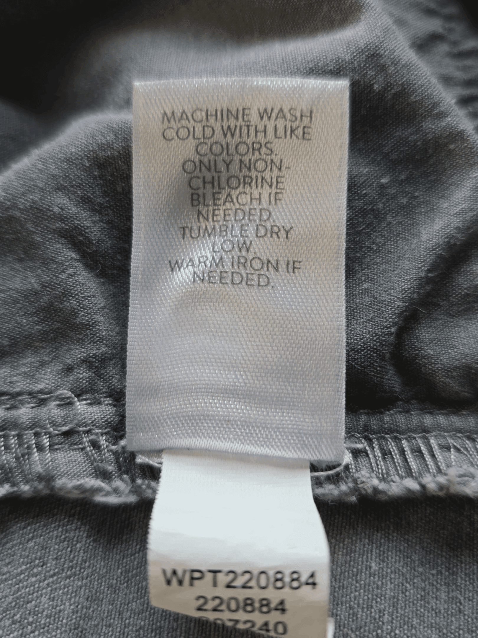 J. Jill gray high-rise straight-leg jeans care instructions label