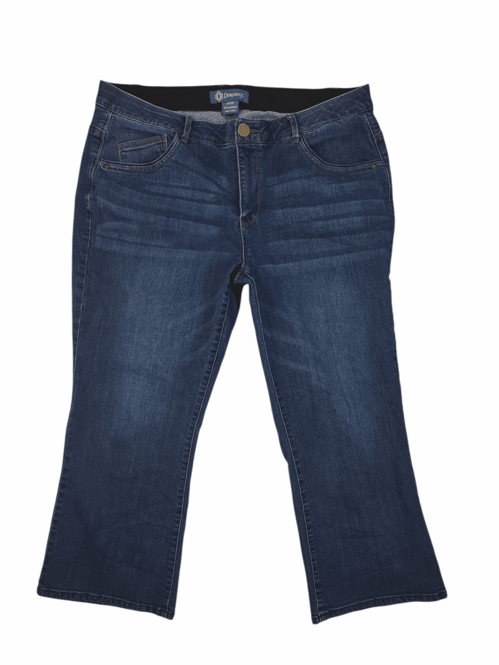 Democracy Absolution cropped blue denim pants women’s plus size 16W – front view