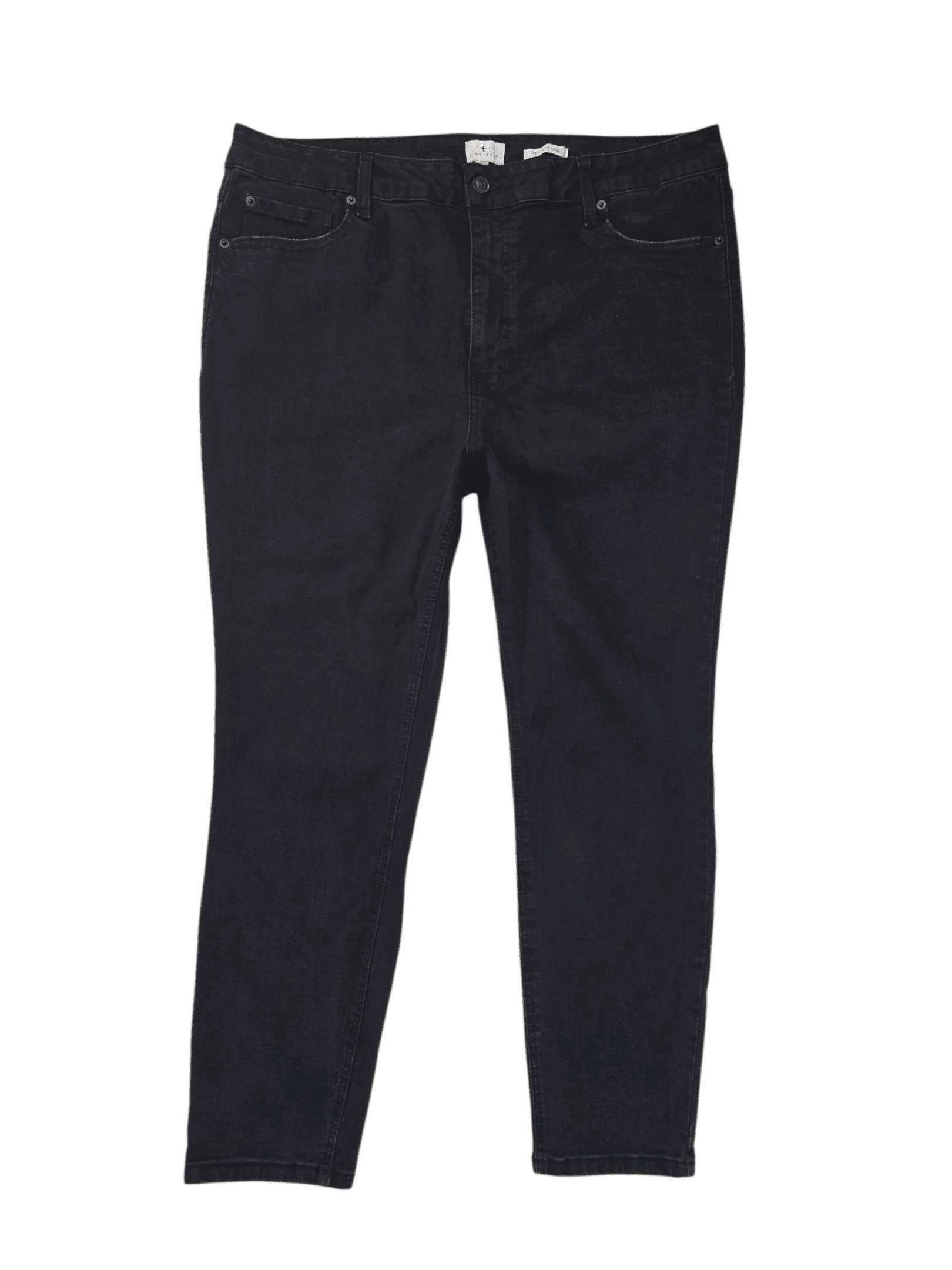 Front view of True Craft high rise skinny black jeans in women’s size 20W showing five-pocket design and sleek fitted silhouette.