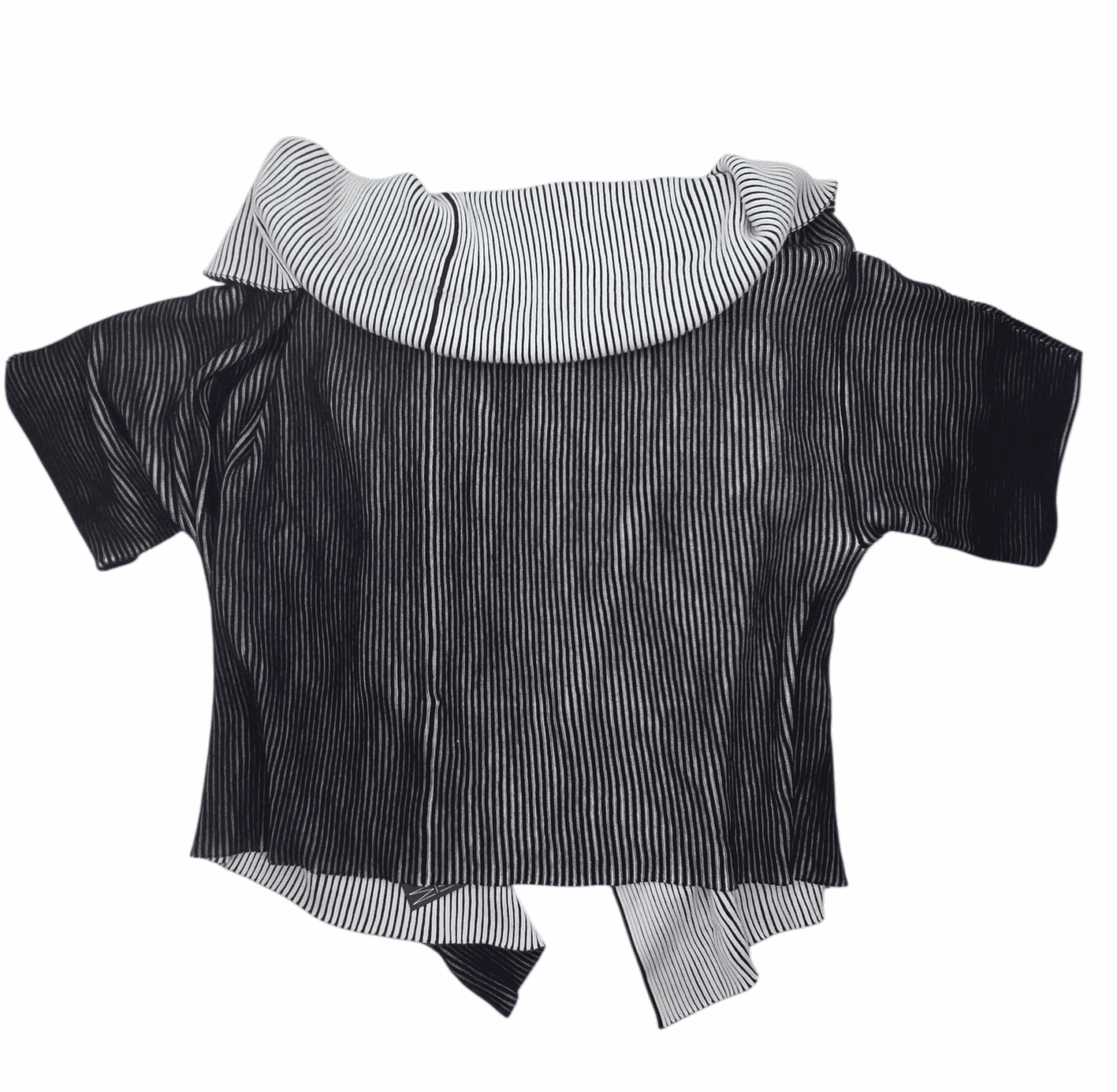 Marla Wynne black and white ribbed short sleeve wrap sweater women’s plus size 2X/3X – back view