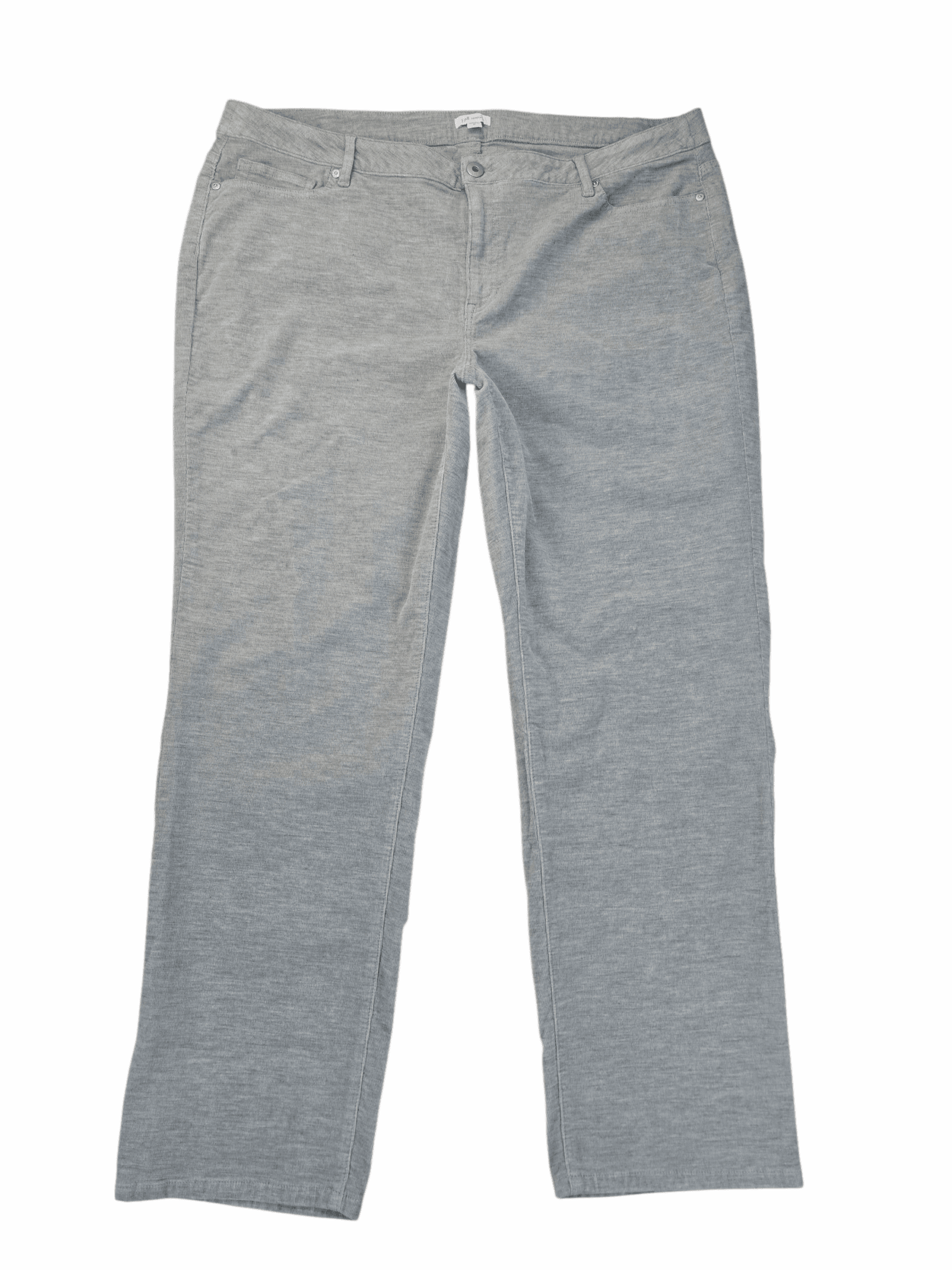 Front view of J. Jill light gray corduroy straight-leg pants women’s size 22