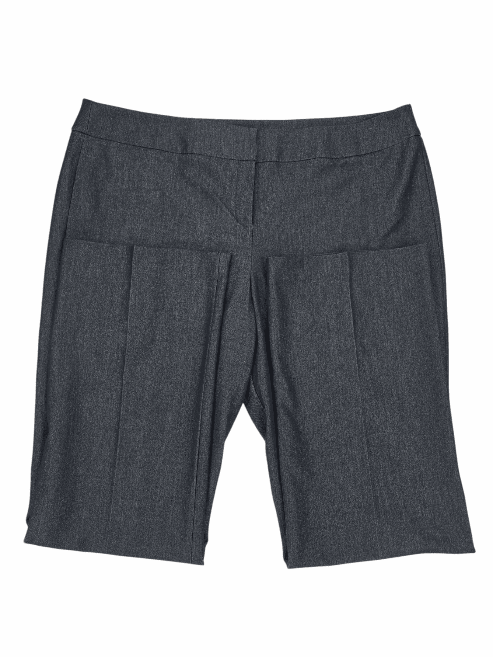 Close-up of waistband and stitching on New York & Company women’s smokey gray straight leg pull-on stretch pants size XXL Tall