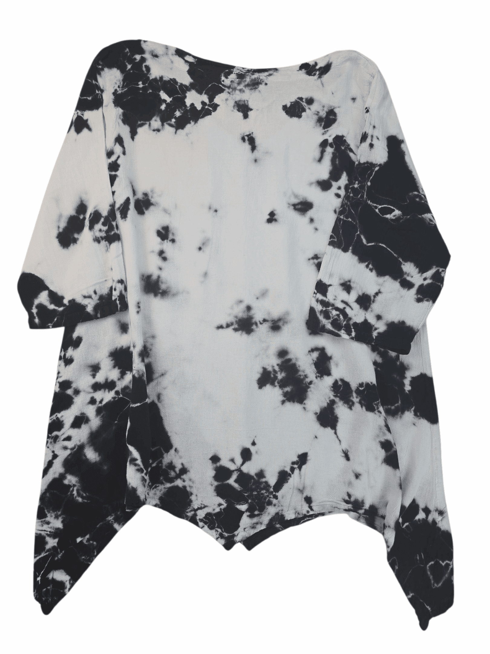Cottonways black and white tie-dye asymmetrical pullover top size 2X – back view